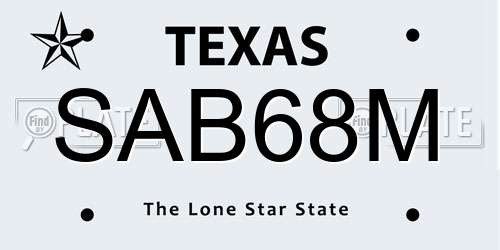 SAB68M Texas License Plate