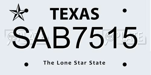SAB7515 Texas License Plate