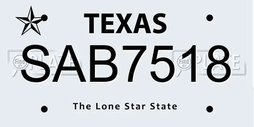 SAB7518 Texas License Plate