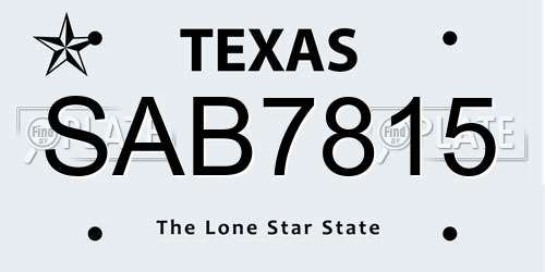 SAB7815 Texas License Plate