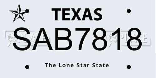 SAB7818 Texas License Plate
