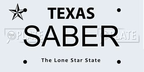SABER Texas License Plate