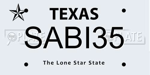 SABI35 Texas License Plate
