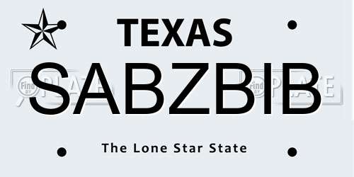 SABZBIB Texas License Plate