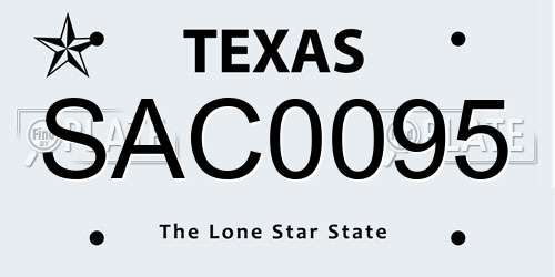 SAC0095 Texas License Plate