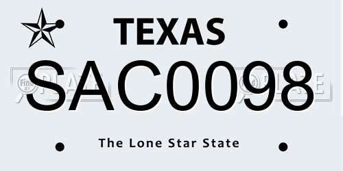 SAC0098 Texas License Plate
