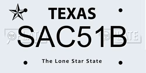 SAC51B Texas License Plate