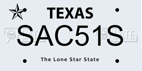 SAC51S Texas License Plate