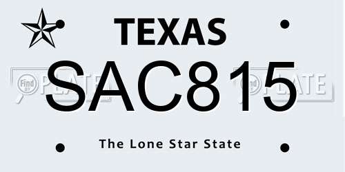 SAC815 Texas License Plate