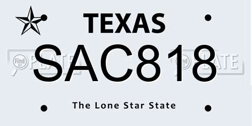 SAC818 Texas License Plate