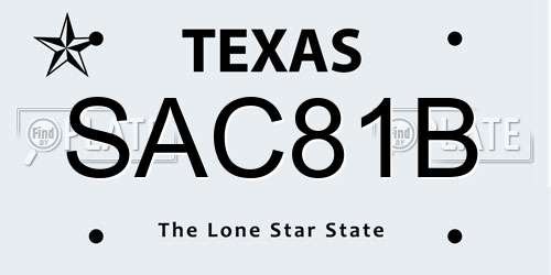 SAC81B Texas License Plate