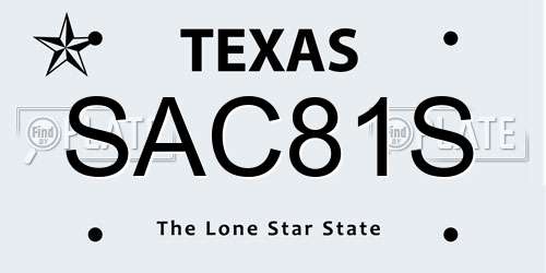 SAC81S Texas License Plate