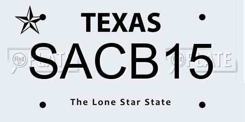 SACB15 Texas License Plate