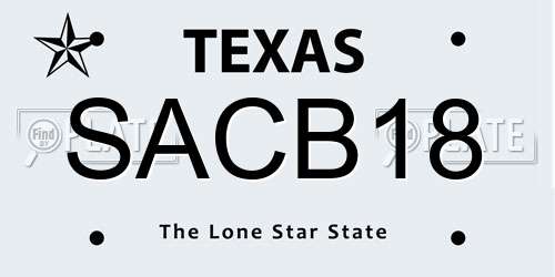 SACB18 Texas License Plate