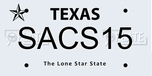 SACS15 Texas License Plate