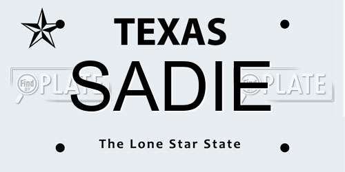 SADIE Texas License Plate