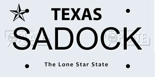 SADOCK Texas License Plate
