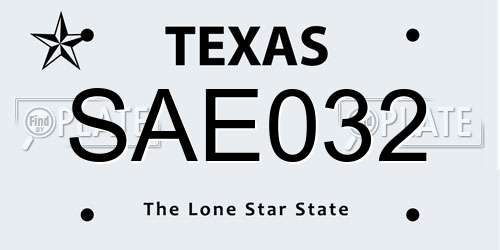 SAE032 Texas License Plate
