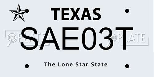 SAE03T Texas License Plate
