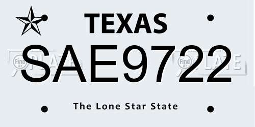 SAE9722 Texas License Plate
