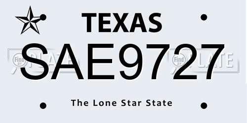 SAE9727 Texas License Plate