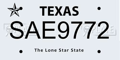 SAE9772 Texas License Plate