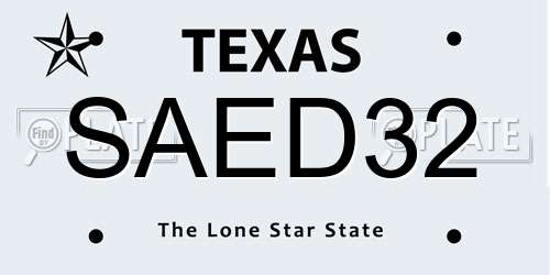 SAED32 Texas License Plate