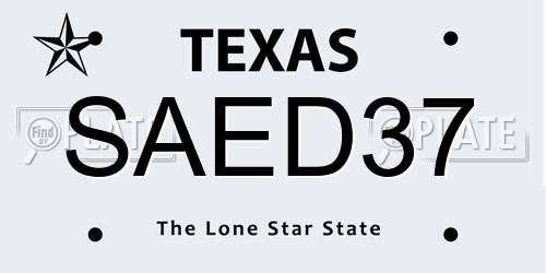 SAED37 Texas License Plate