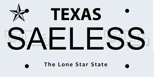 SAELESS Texas License Plate