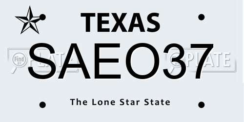 SAEO37 Texas License Plate