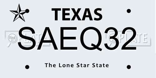 SAEQ32 Texas License Plate
