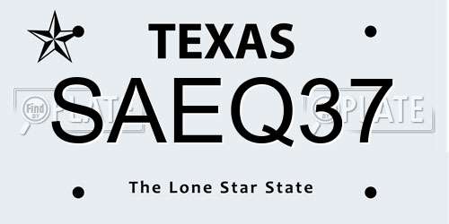 SAEQ37 Texas License Plate