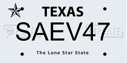 SAEV47 Texas License Plate