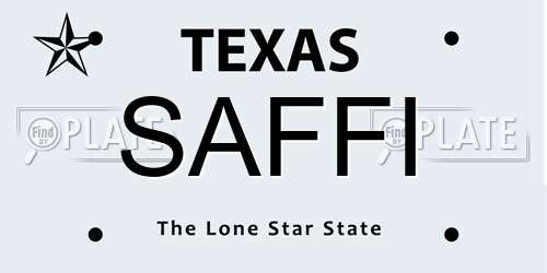SAFFI Texas License Plate