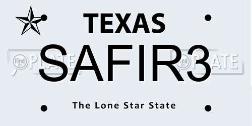 SAFIR3 Texas License Plate
