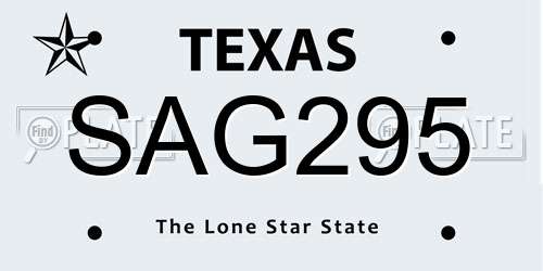 SAG295 Texas License Plate