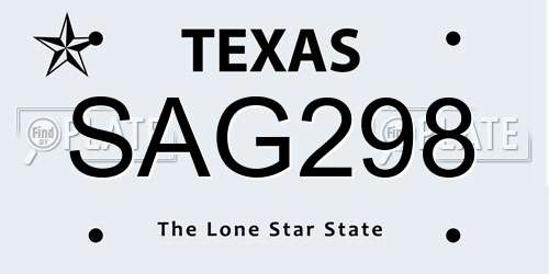 SAG298 Texas License Plate