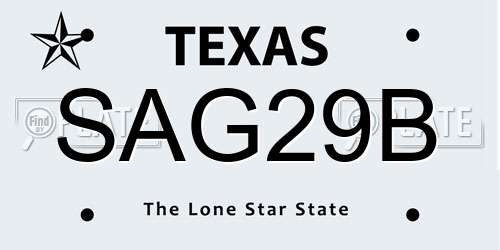 SAG29B Texas License Plate