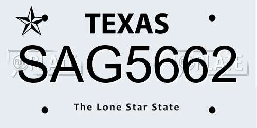 SAG5662 Texas License Plate