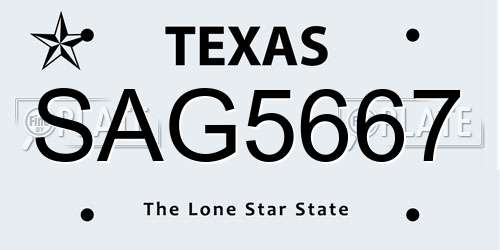 SAG5667 Texas License Plate