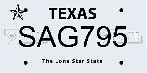 SAG795 Texas License Plate