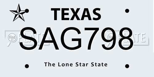 SAG798 Texas License Plate