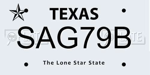 SAG79B Texas License Plate