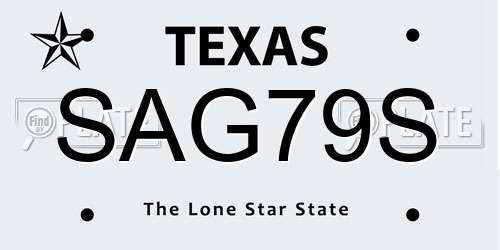 SAG79S Texas License Plate