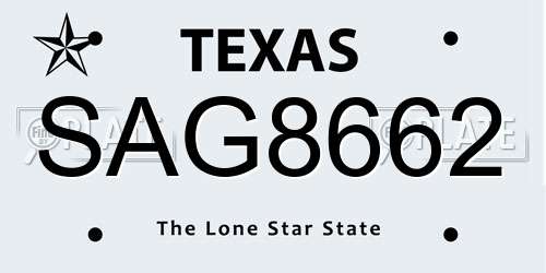 SAG8662 Texas License Plate