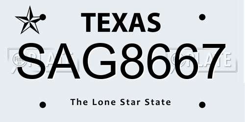 SAG8667 Texas License Plate