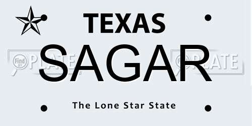 SAGAR Texas License Plate