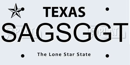 SAGSGGT Texas License Plate