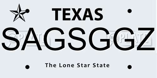 SAGSGGZ Texas License Plate