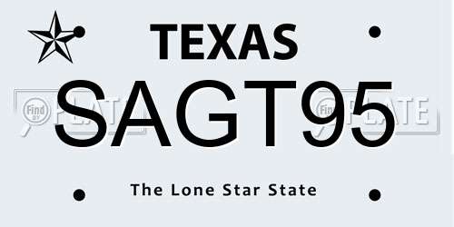 SAGT95 Texas License Plate